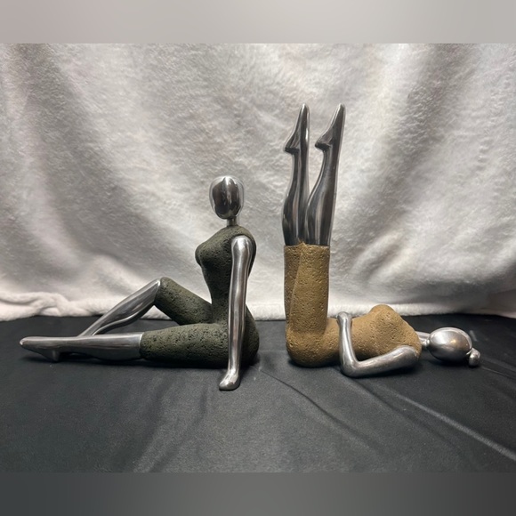 Bookends- - Art Deco Aluminum Cast Resin Dancing Lady Figure - Picture 1 of 12